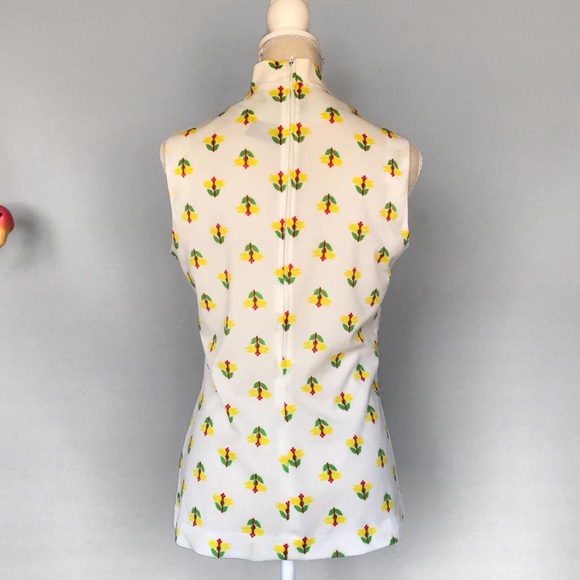 🌼 Vintage 60s homemade sunny yellow and green floral print 🌼 L - Picture 3 of 5